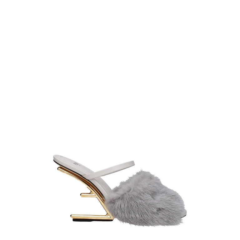 Gray Mink Slippers - Women