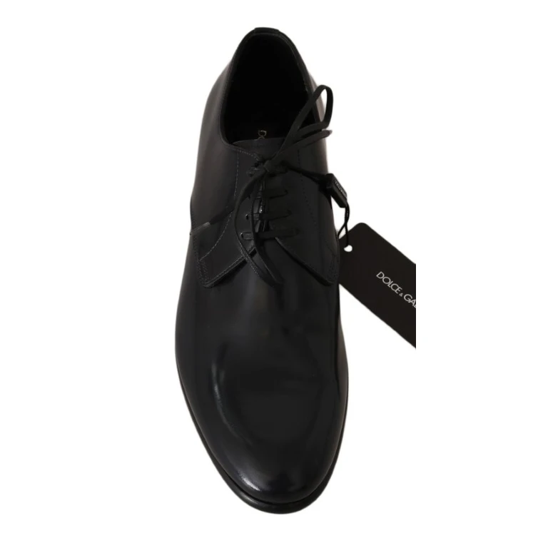 Dolce & Gabbana Blue Leather Polished Dress Derby Shoes - Men