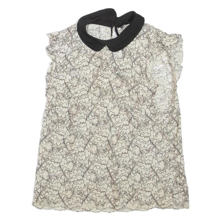 ZARA Womens Vest Beige Collared Sleeveless M