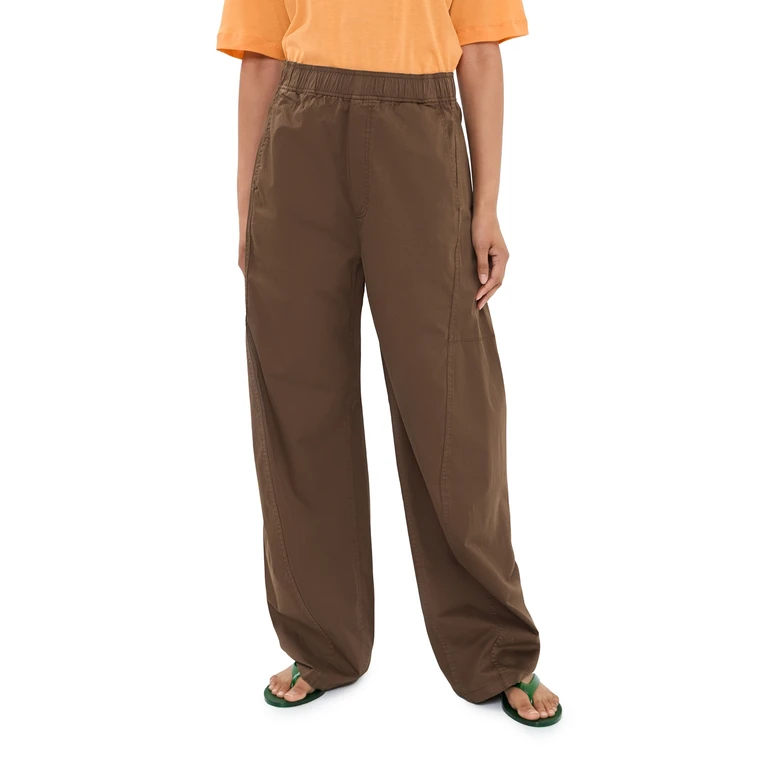 Tibi Garment Dyed Silky Cotton Winslow Pull On Pants Brown S