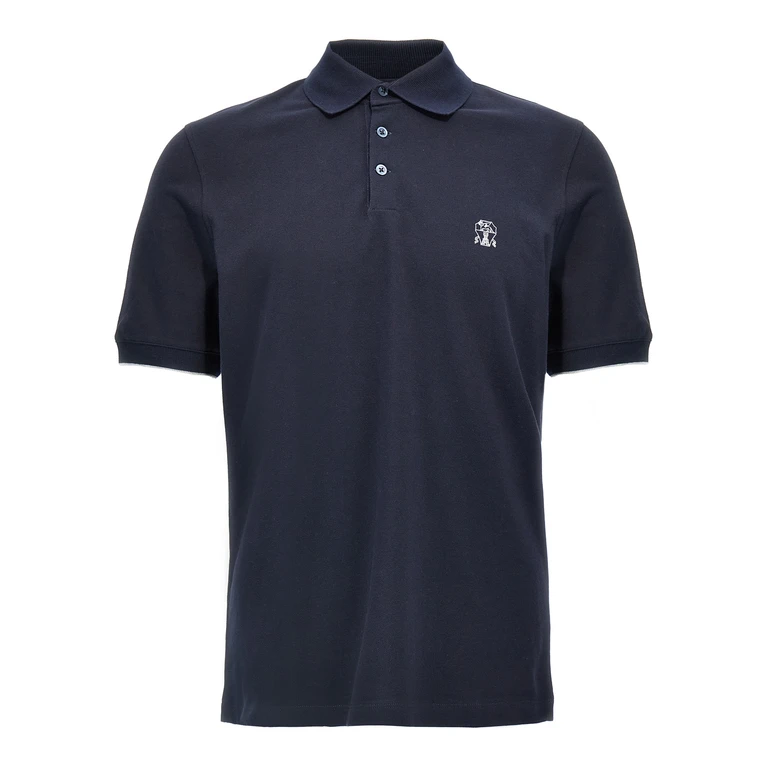 Blue Cotton Polo Shirt - Men