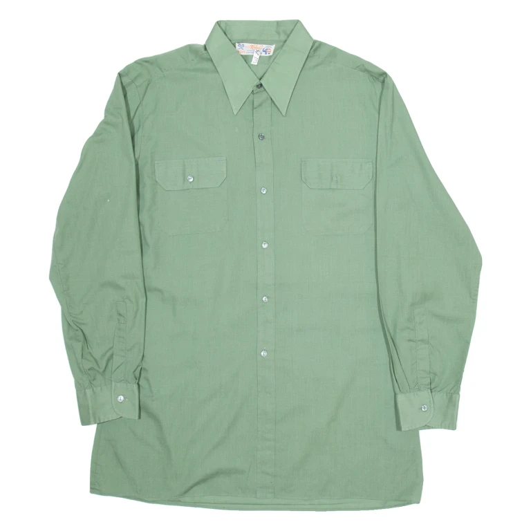 TERLENKA Mens Plain Shirt Green Long Sleeve L