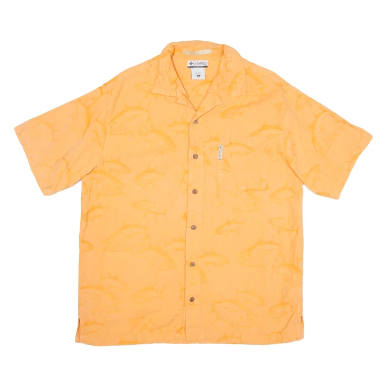 COLUMBIA Mens Hawaiian Shirt Orange XL