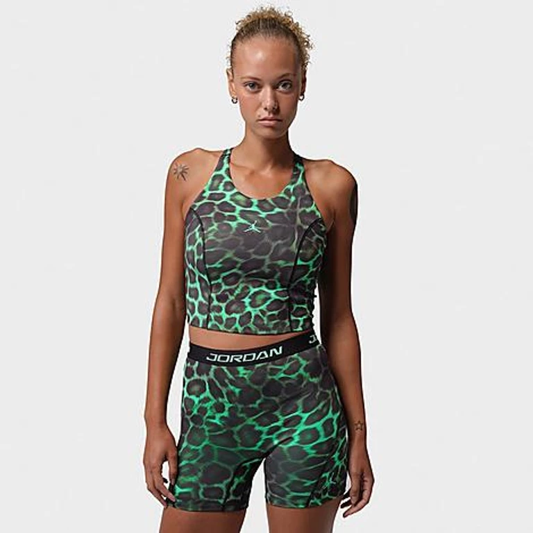 Nike Women's Jordan Sport Dri-FIT All-Over Print Top in Luminous Green/Luminous Green Size: XS