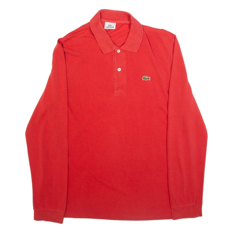 LACOSTE Mens Polo Shirt Red Long Sleeve L