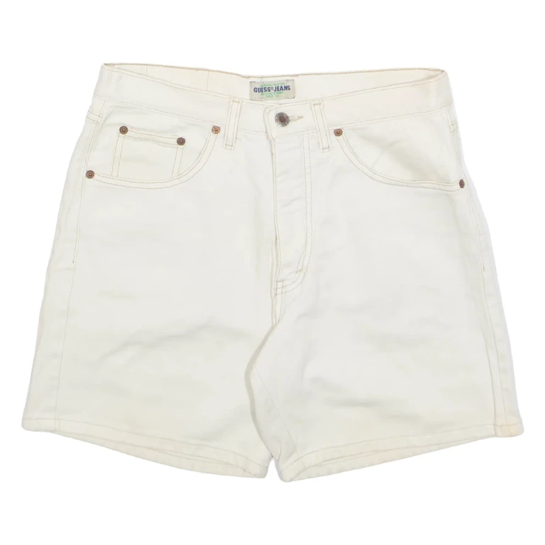 GUESS Womens Denim Shorts Cream M W30
