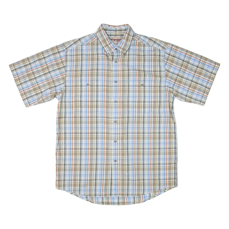 WRANGLER Rugged Wear Mens Shirt Blue Plaid L