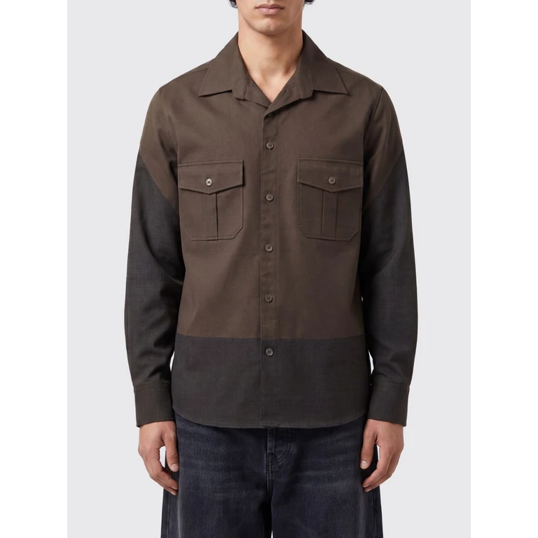 Wool Blend Utility Shirt with Cuban Collar (SH2DT0046M35733144M)