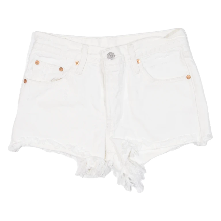 Womens Denim Shorts White Relaxed XXS W24