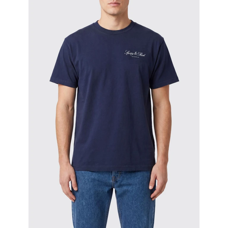 Crewneck Cotton T-shirt with Contrast Logo (TO11976269BL106DARNAVYWHI)