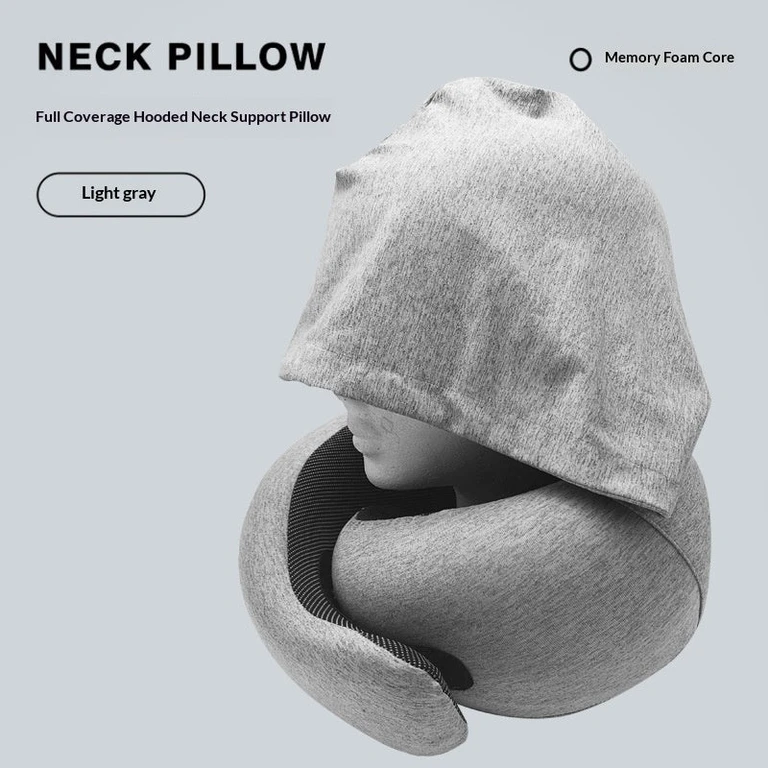 Memory Foam Travel Neck Pillow - Foldable U-Shape for Airplane, Car & Office