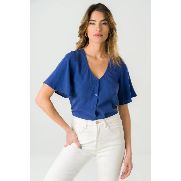 Blouse réversible Lys bleue roi