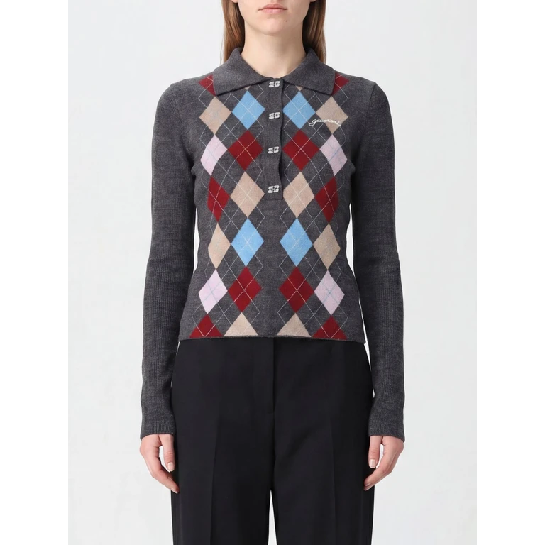 Slim Fit Argyle Wool Knit Polo with Long Sleeves (K2601920)