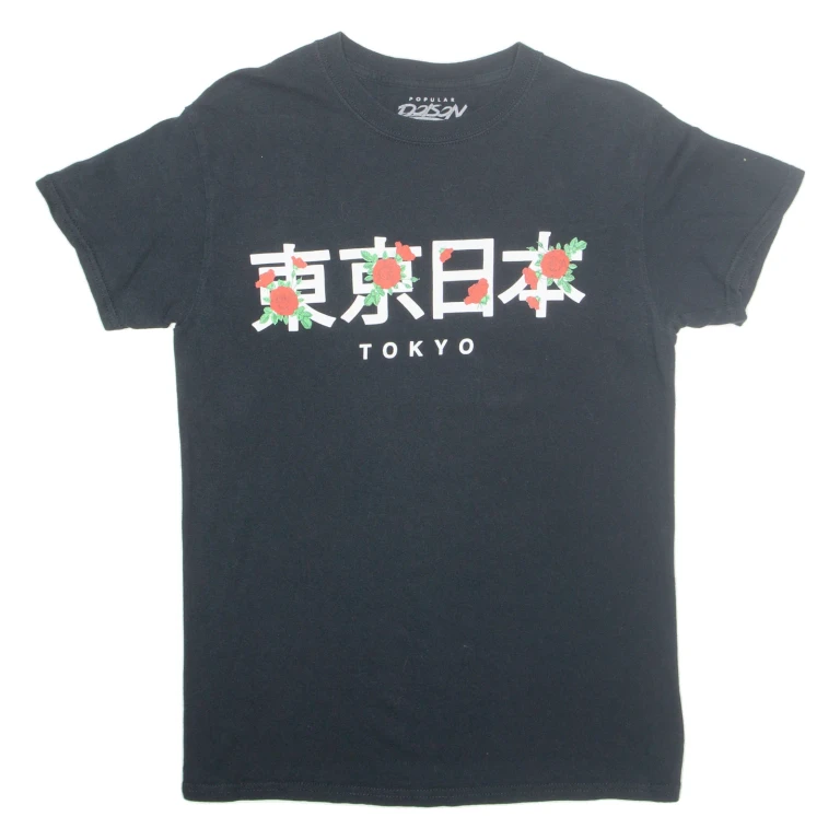 POPULAR POISON Tokyo Roses Mens T-Shirt Black S