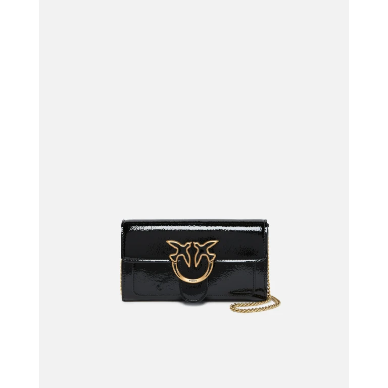 Pinko - Portefeuille brillant à bandoulière avec boucle Love Birds