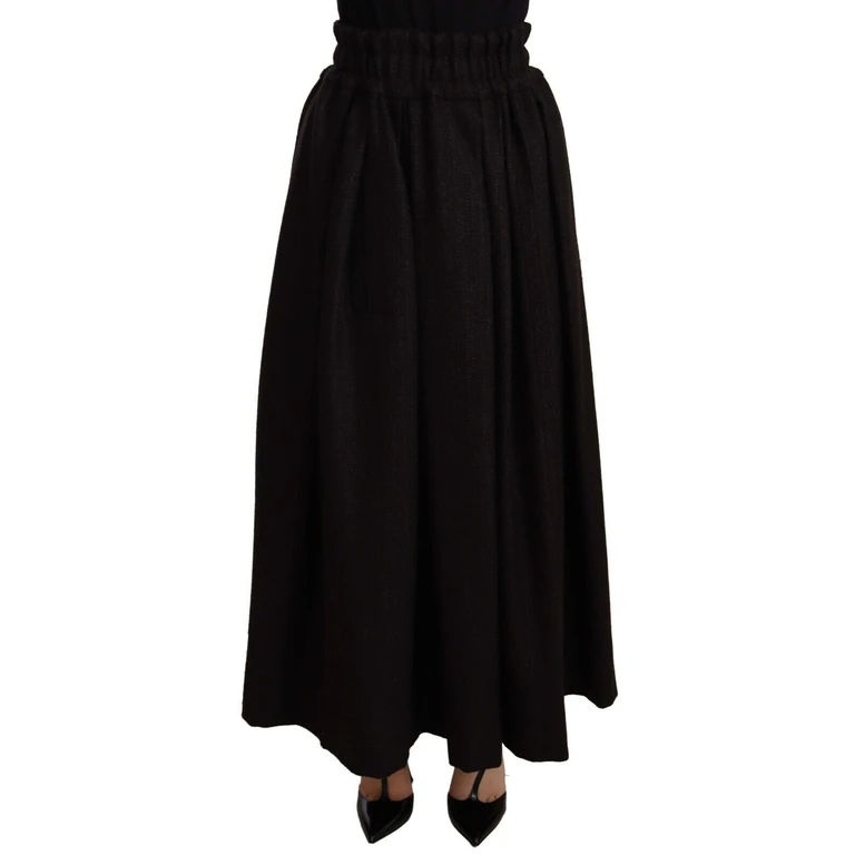 Dolce & Gabbana Black Wool High Waist Maxi Piece Skirt Cotton - Women