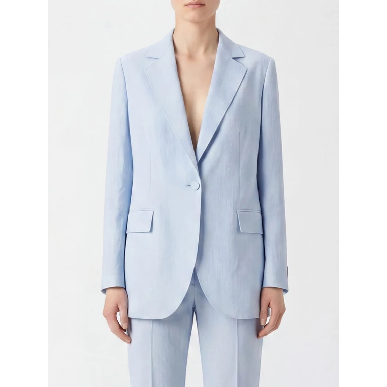 Single-Breasted Linen and Silk Blazer with Peak Lapels (TX1102XU3049A27)