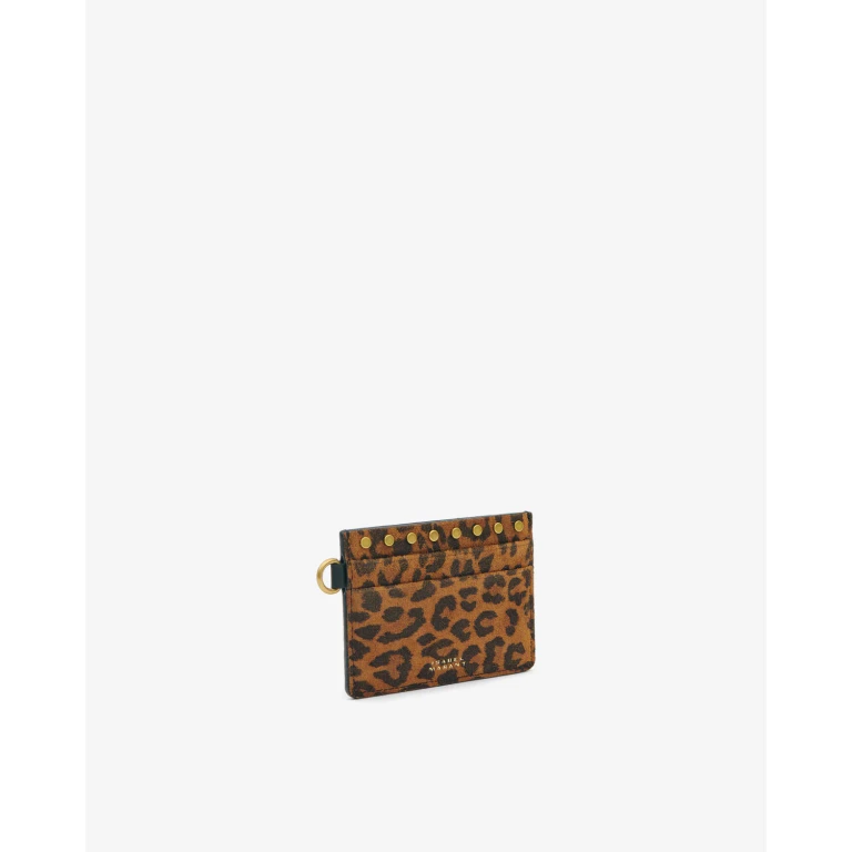 Porte-cartes Oskan Suède Léopard - Femme - Léopard - - Isabel Marant