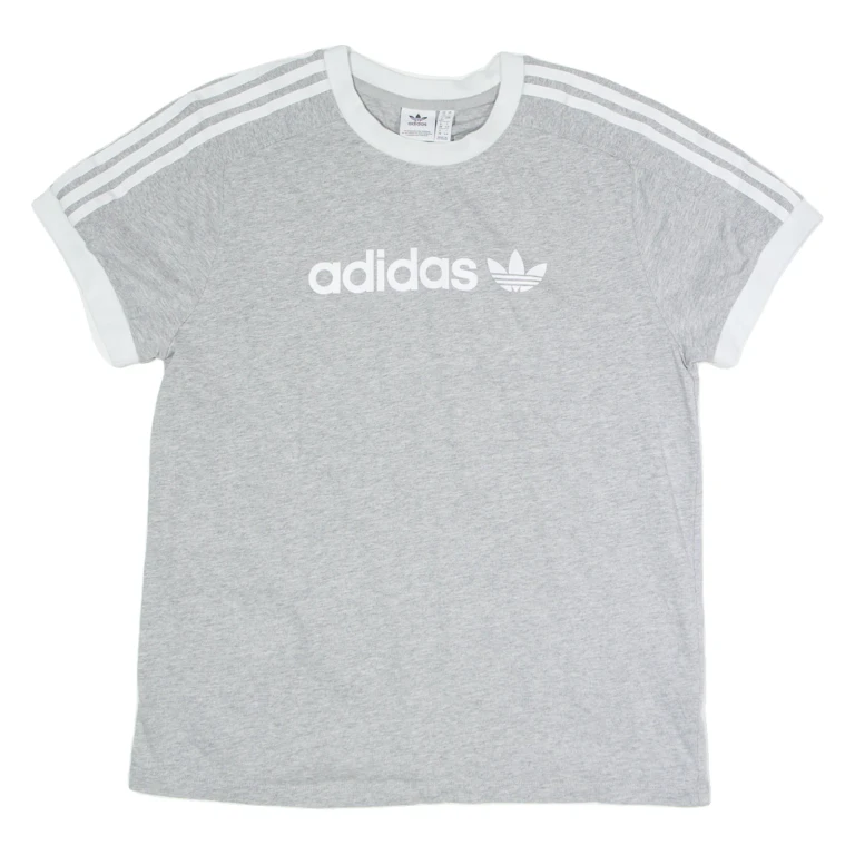 ADIDAS Womens T-Shirt Grey Crew Neck UK 12