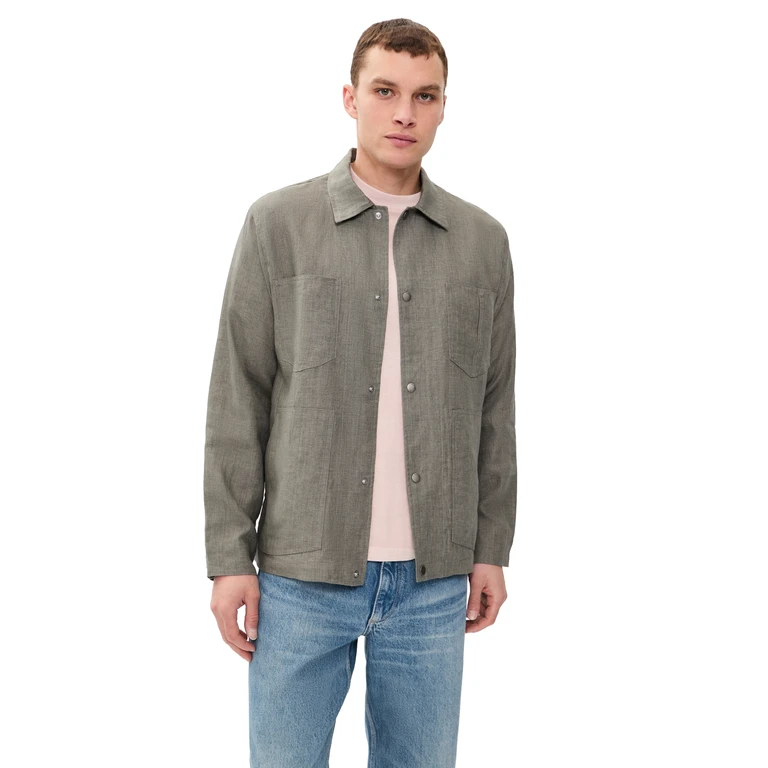 rag & bone Calder Linen Workwear Jacket Grey XL
