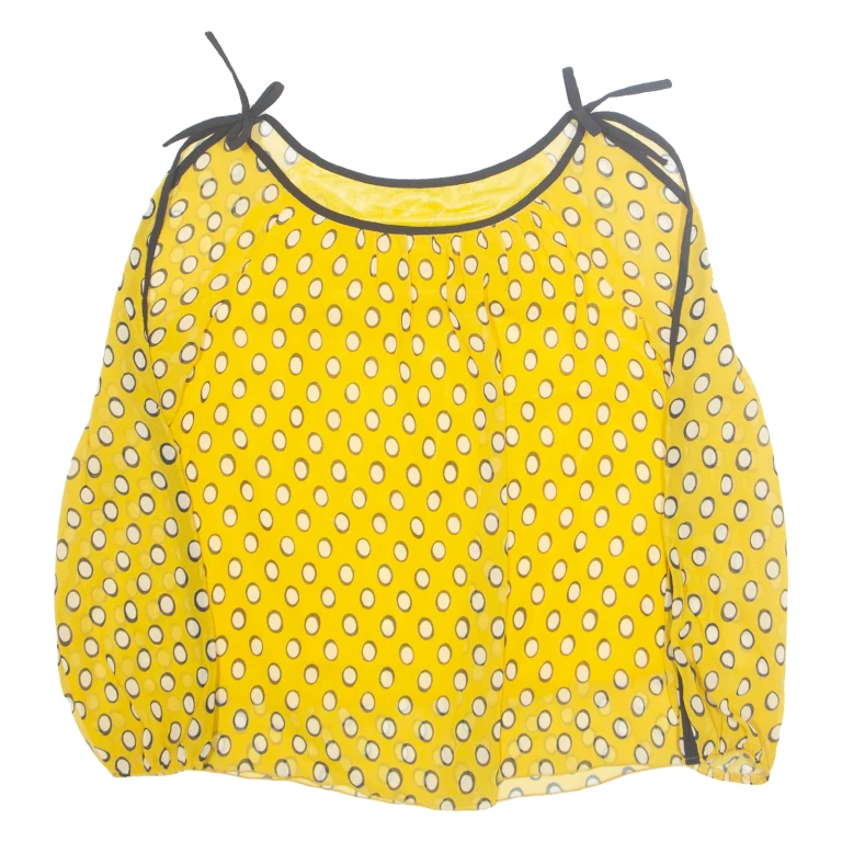 Womens Printed Blouse Yellow Long Sleeve Spotted S