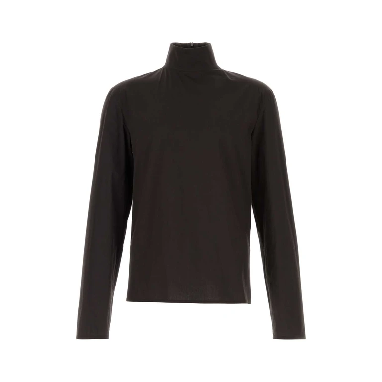 Gucci Dark Brown Stretch Poplin Shirt Blackishbrown Exterior: Cotton Elastane Camicie - Men