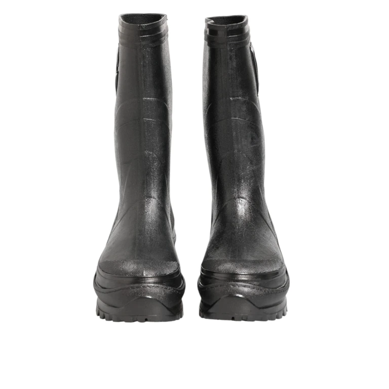 Dolce & Gabbana Metallic Black Pull On Rain Boots Men Shoes Pvc Leather - Men
