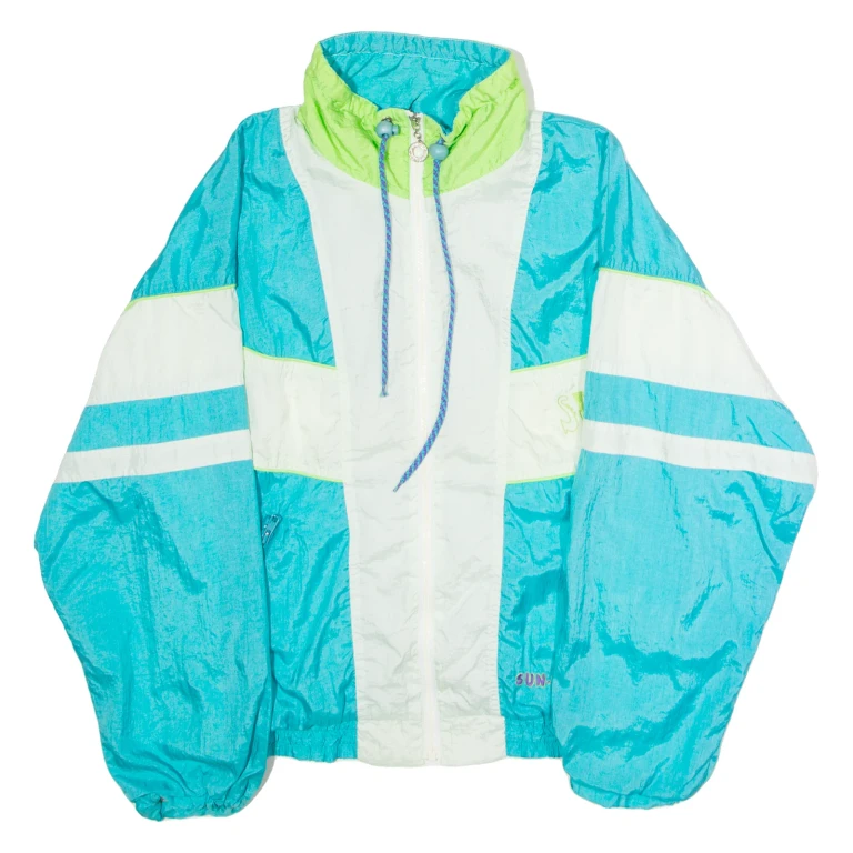 SUN SET Sport Mens Shell Jacket Blue 90s Colourblock M