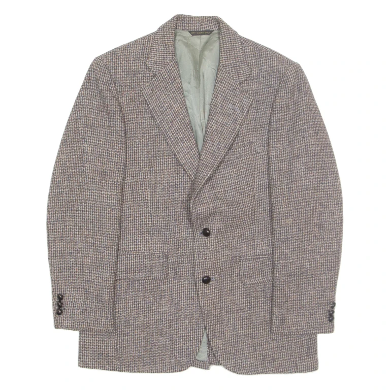 DE ROW AND SHARMA Mens Blazer Jacket Brown Wool Check S