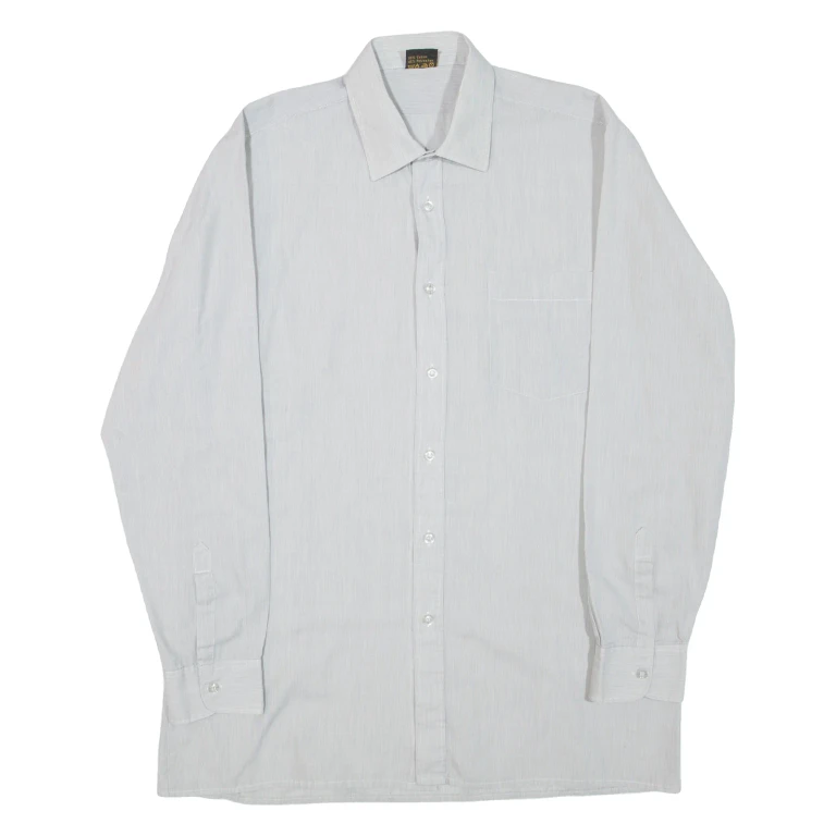 MASTER STYLE Mens Shirt Grey Striped Long Sleeve M