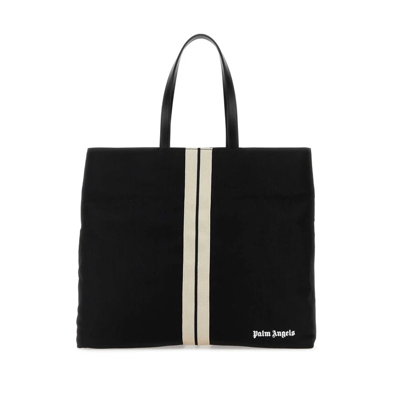 Palm Angels Black Canvas Shopping Bag Blackoff Borse A Mano - Men