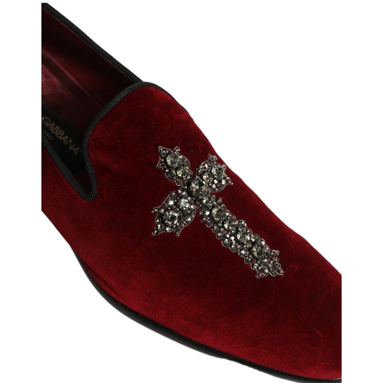 Maroon Suede Cross Slip On Dress Loafers Shoes Leather - Men
