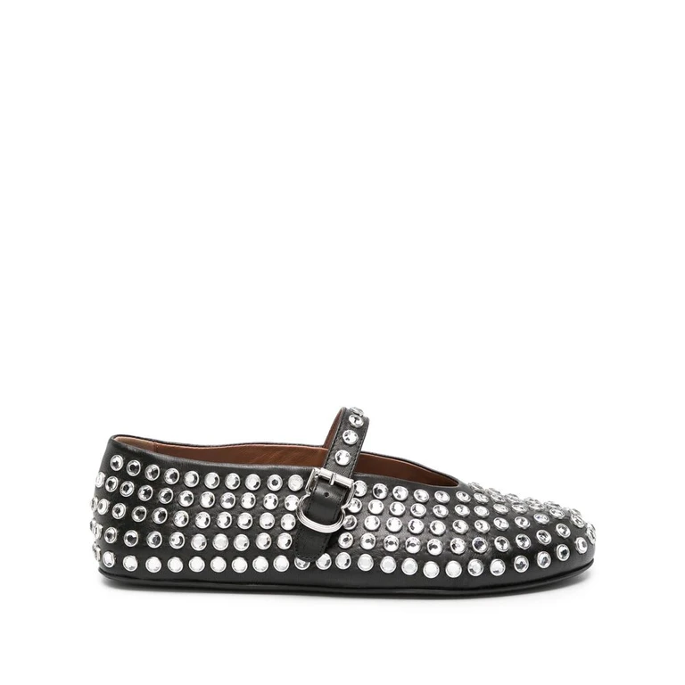 Alaïa Crystal-embelished Leather Ballerina Shoes