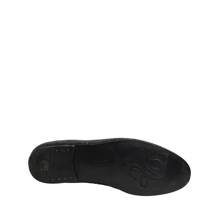 Dolce & Gabbana Black Crystal Embellished Men Loafers Shoes Leather - Men