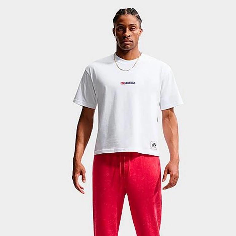 Nike Men's Sportswear Soccer T-Shirt in White/Navy/University Red Size: XS