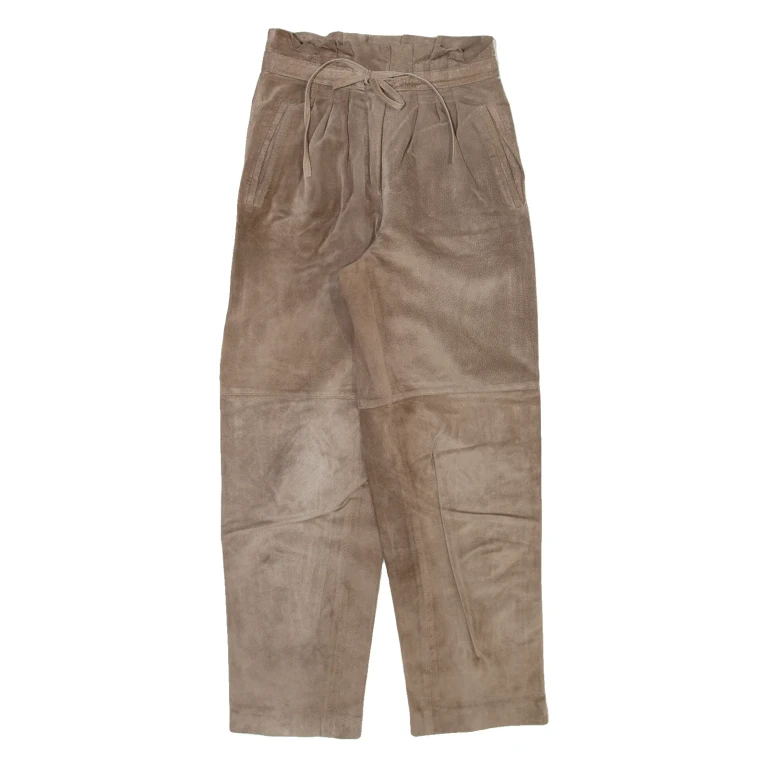 Womens Leather Trousers Brown Relaxed Tapered W24 L27