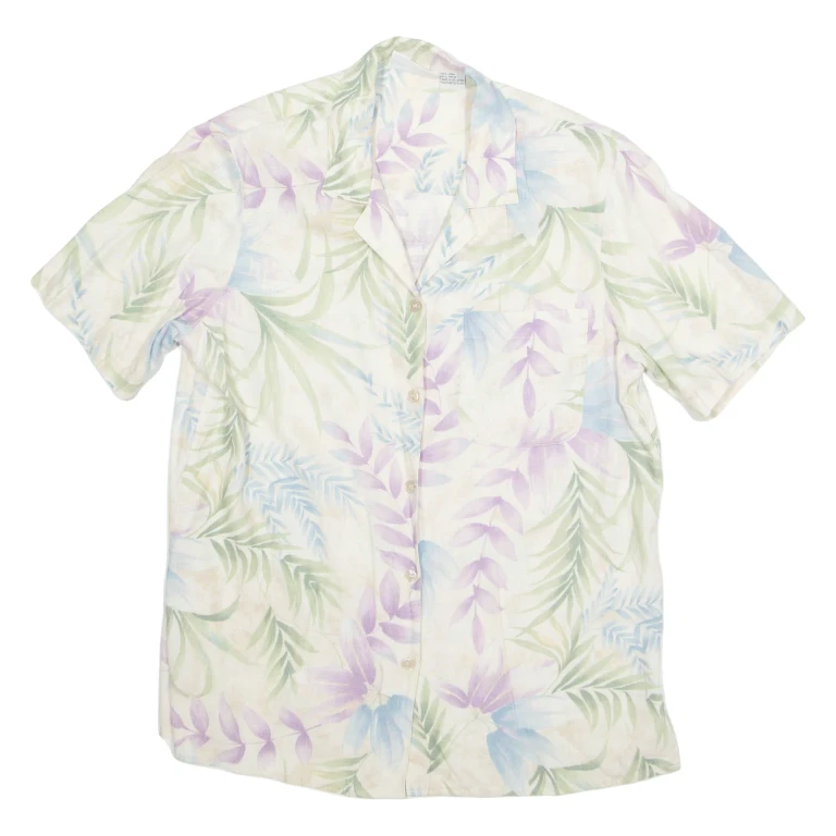 ALFRED DUNNER Womens Printed Shirt White Collared Linen Floral M