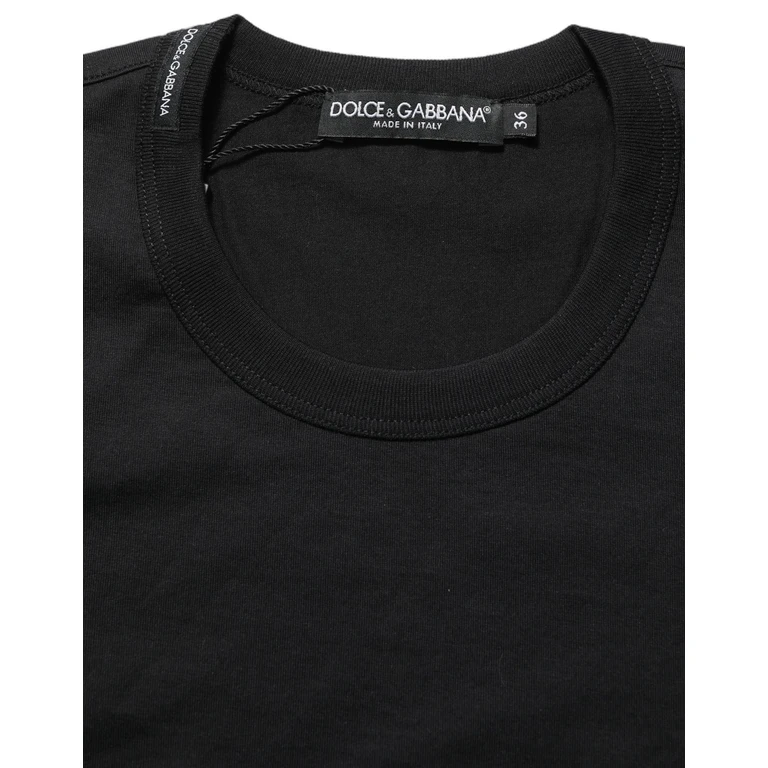 Dolce & Gabbana Black Cotton Short Sleeves Crew Neck T-Shirt - Women
