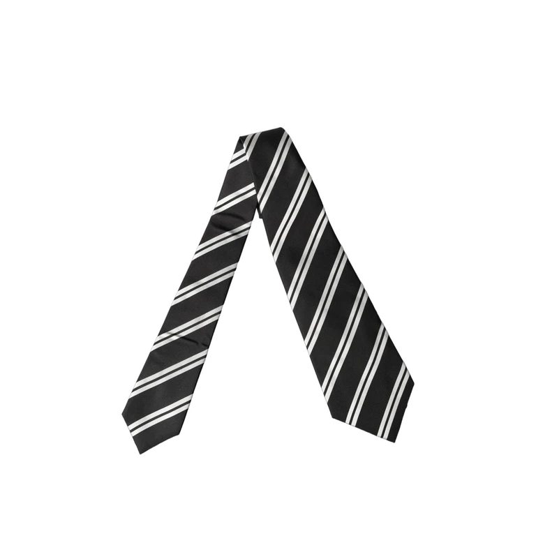 Dolce & Gabbana Black White Stripes Silk Adjustable Women Necktie Tie - Women