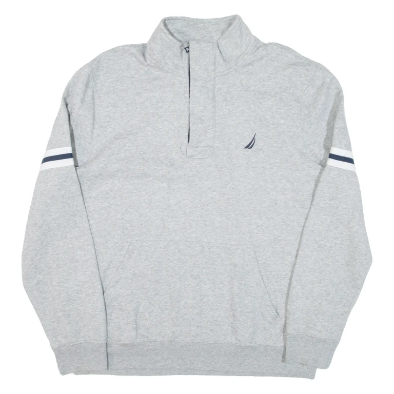 NAUTICA Mens Sweatshirt Grey 1/4 Zip L