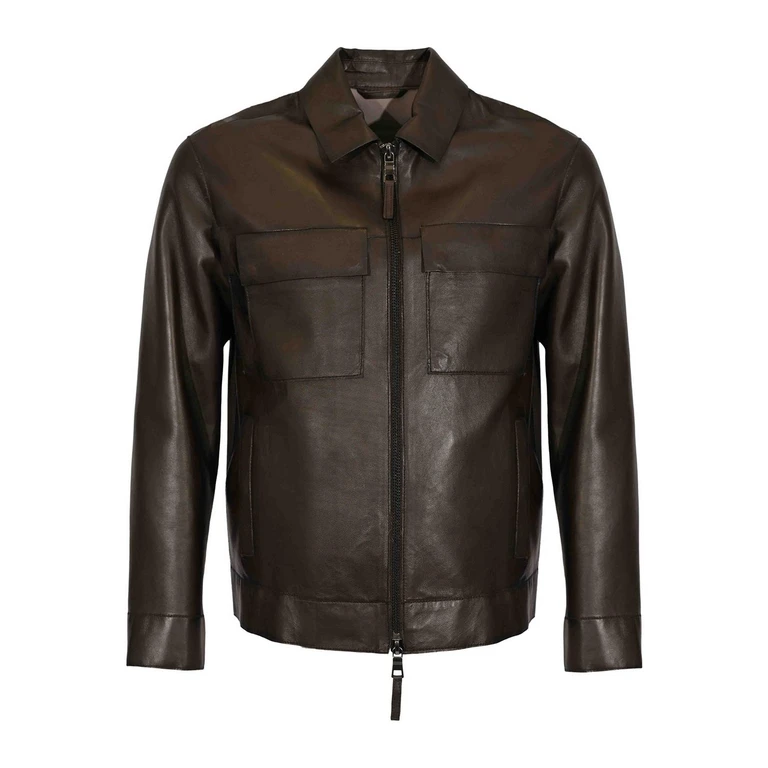 Blouson En Cuir - Marron Foncé (ALICANTE06)