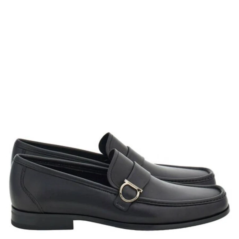Ferragamo Gancini Ornament Leather Loafers, Size 9 EE