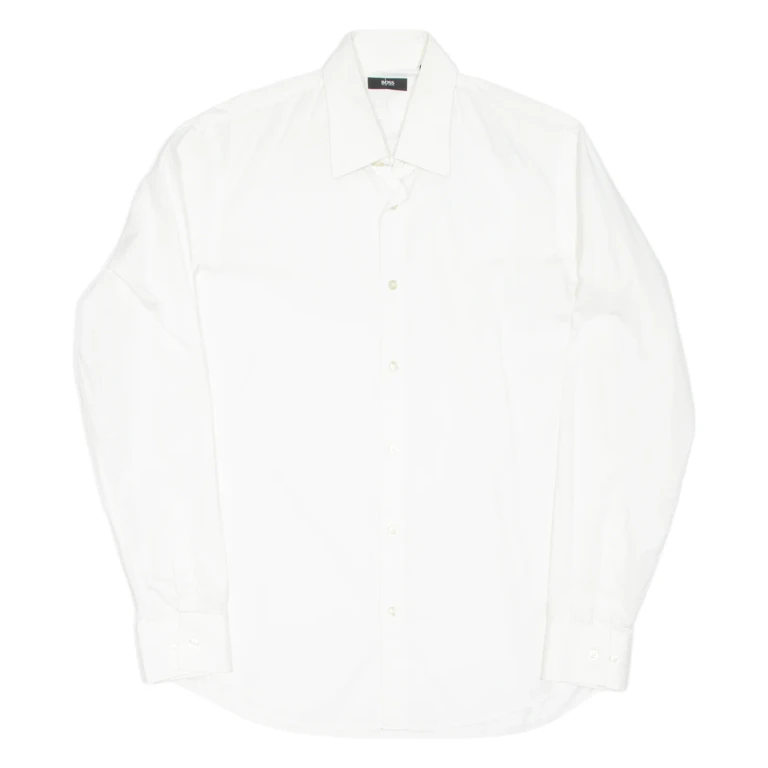 BOSS Mens Plain Shirt White Long Sleeve M