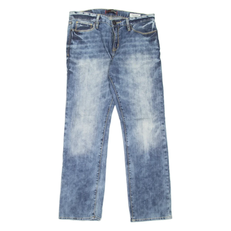 GUESS Del Mar Fit Mens Jeans Blue Slim Straight Stone Wash W33 L31