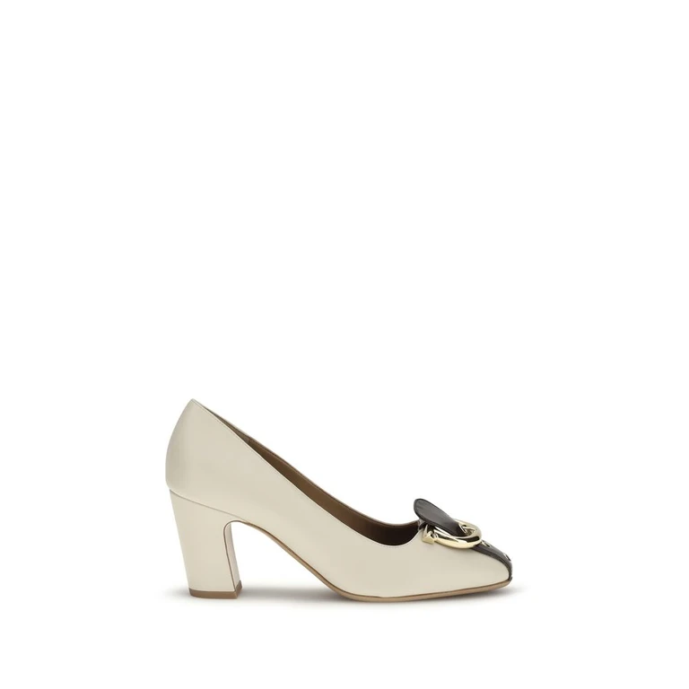 Ferragamo Beige Calf Leather Bos Taurus High Heel Pumps - Women