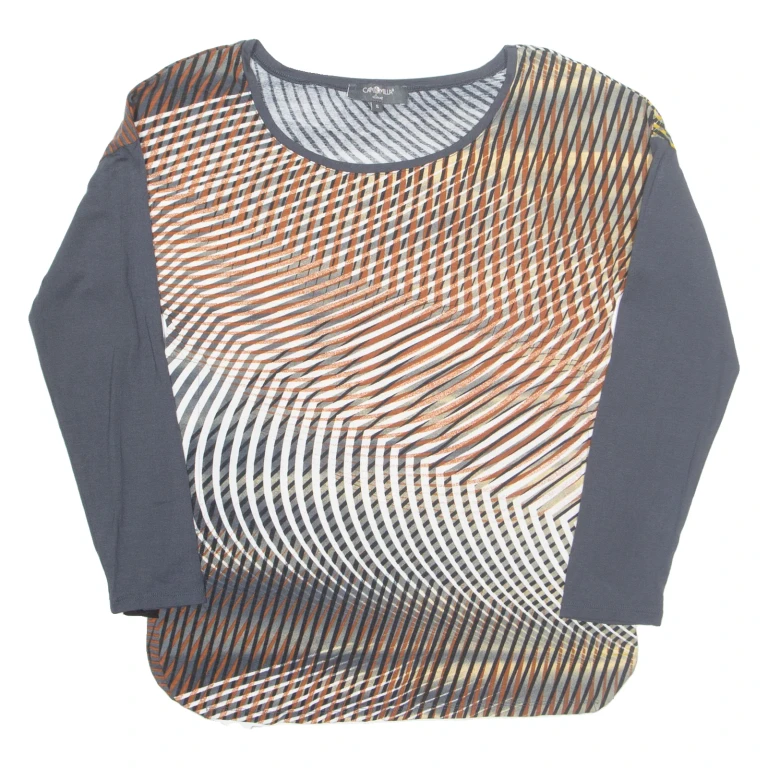 CAMOMILLA Womens Printed Blouse Grey Long Sleeve Viscose Geometric S