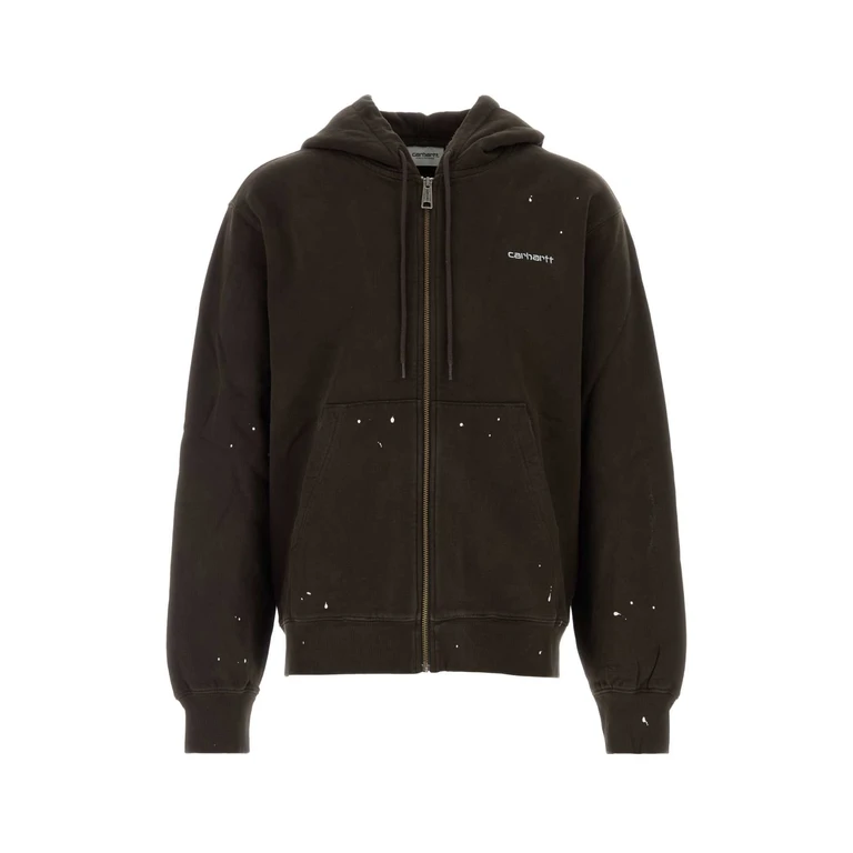 Carhartt Wip Slate Cotton Hooded Painter Jacket Blackdestroywashsplatter Exterior: Felpe - Men