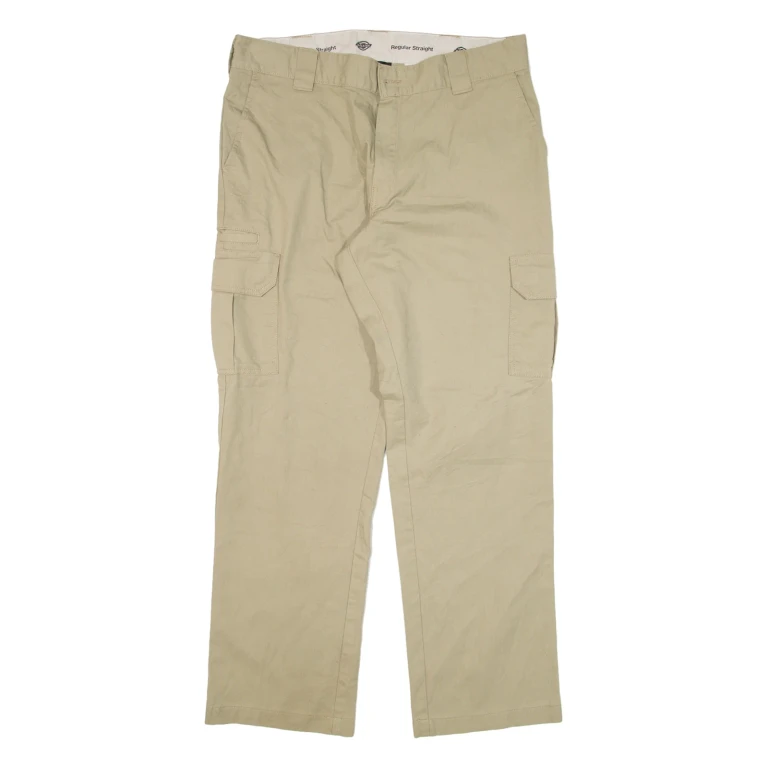 DICKIES Cargo Mens Trousers Beige Regular Straight W36 L32