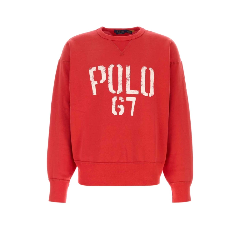 Polo Ralph Lauren Red Cotton Blend Sweatshirt Sunrisered Exterior: Polyester Felpe - Men