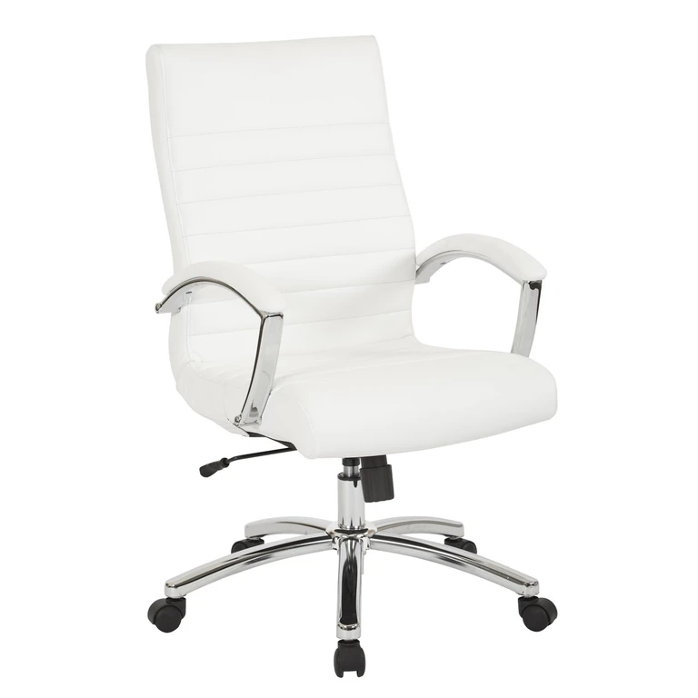 Executive Mid-Back White Faux Leather Office Chair